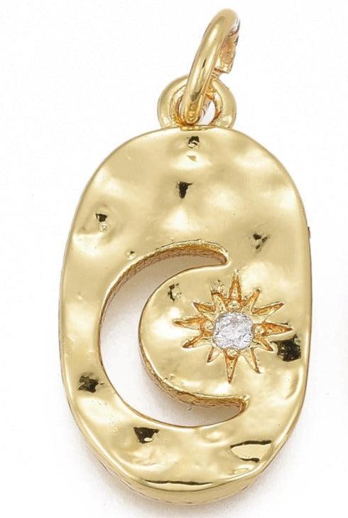 Bedel zirkonia Maan 18k plated Goud 18mm-bedels-Kraaltjes van Renate