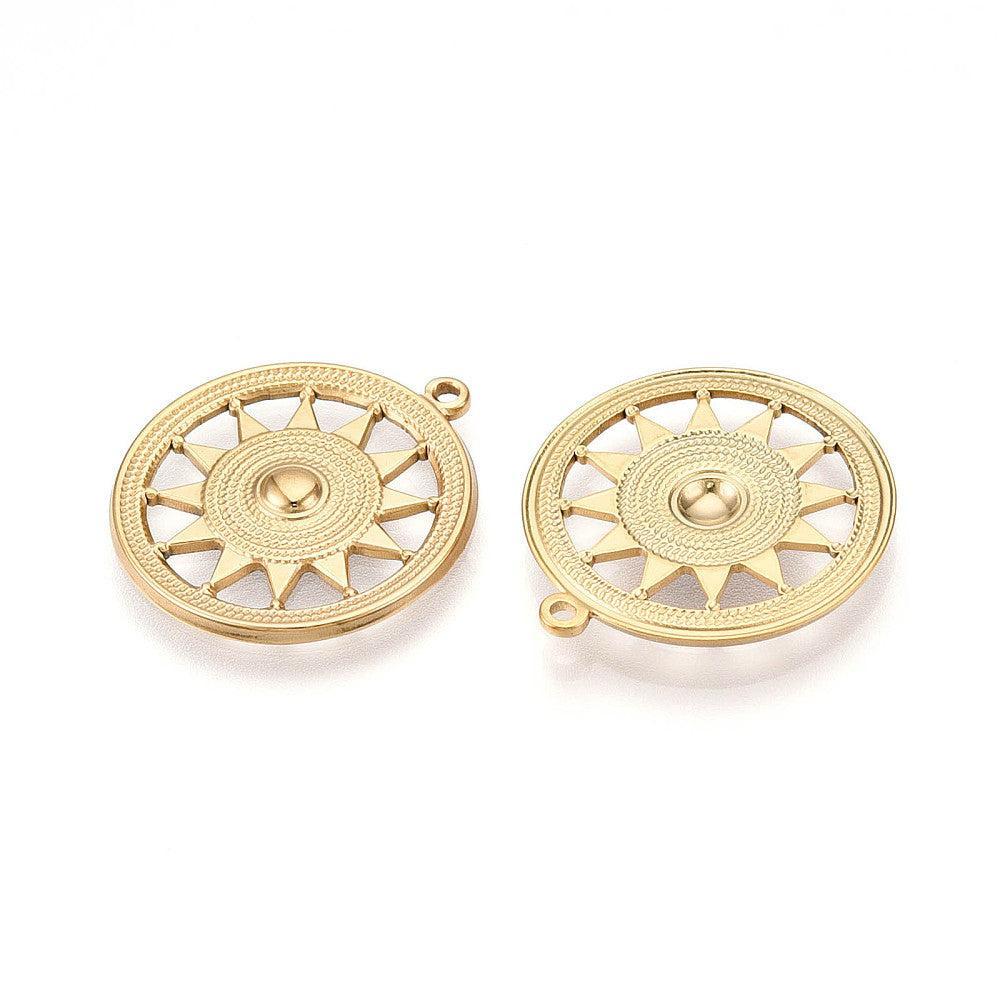 Bedel zon RVS 18K Goud 25mm - per stuk-bedels-Kraaltjes van Renate