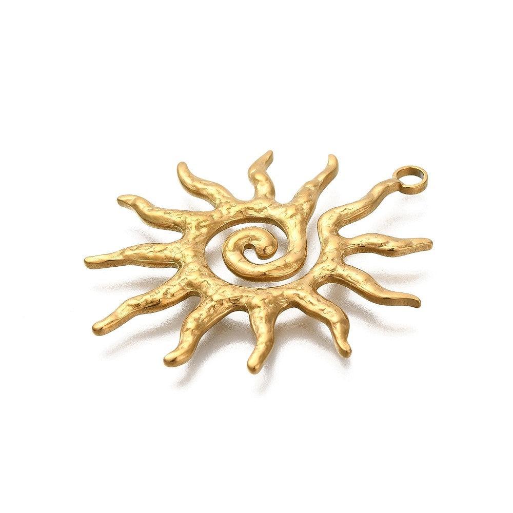 Bedel zon RVS goud 40x33mm - per stuk-bedels-Kraaltjes van Renate