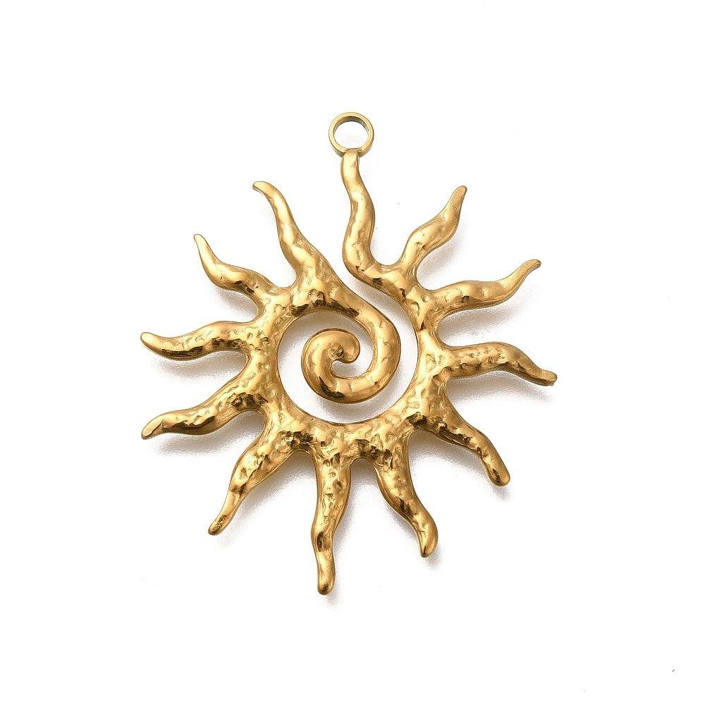 Bedel zon RVS goud 40x33mm - per stuk-bedels-Kraaltjes van Renate