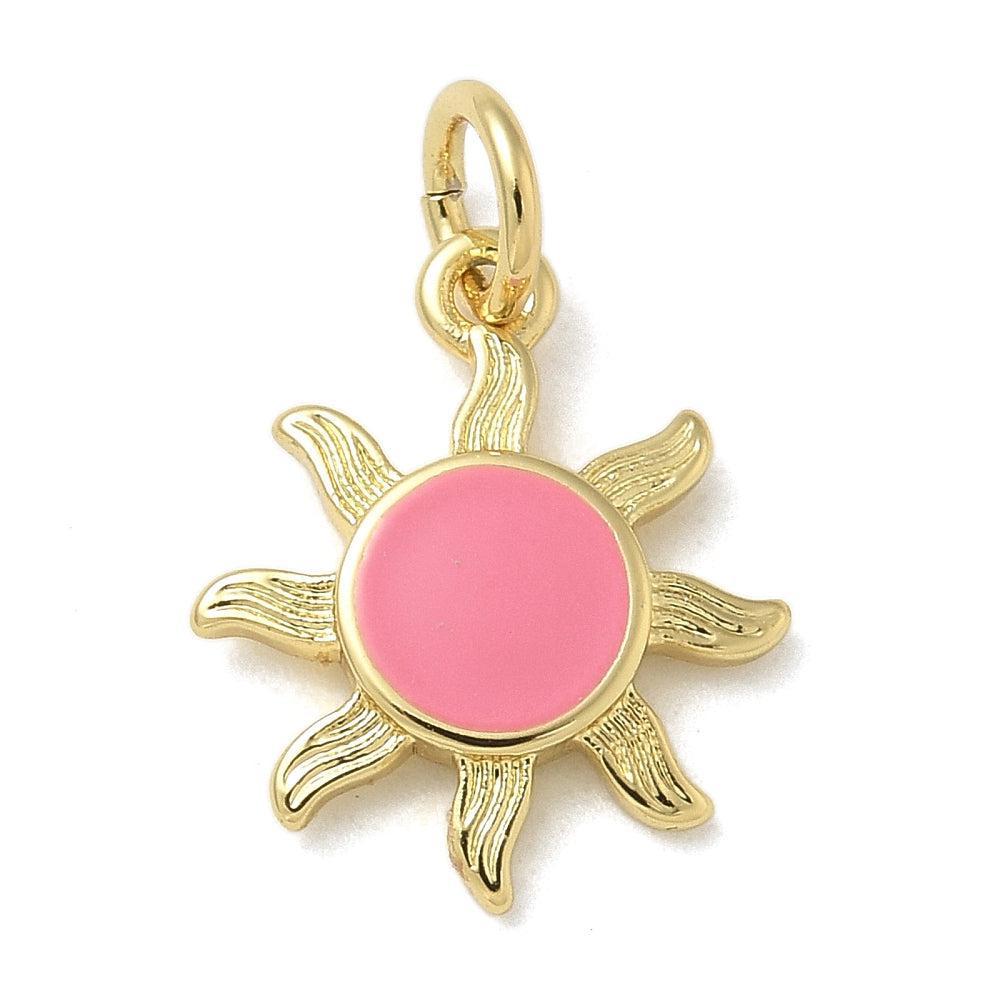 Bedel zon roze 18K brass goud 14,5mm- per stuk-Kralen-Kraaltjes van Renate