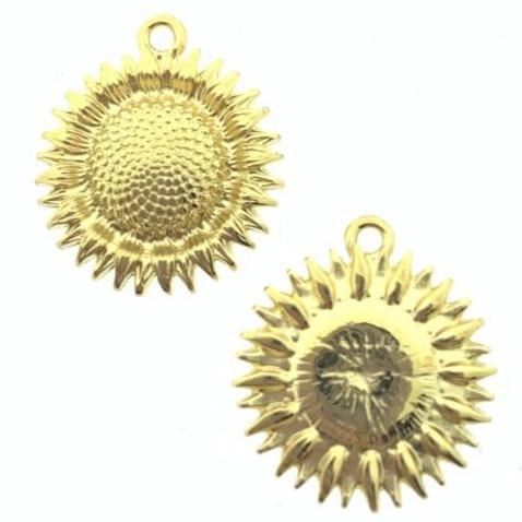 Bedel zonnebloem Goud 24kr DQ 17x19mm-Kraaltjes van Renate