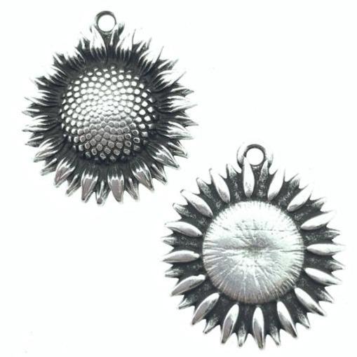 Bedel zonnebloem Zilver DQ 17x19mm-Kraaltjes van Renate