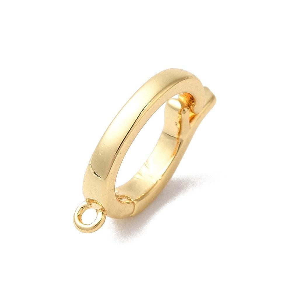 Kraal met oog Clip brass 18K Gold plated 15mm - per stuk-sluitingen-Kraaltjes van Renate