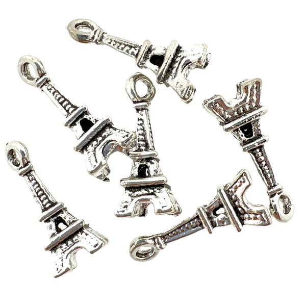 Bedels eiffeltoren zilver 17.5x7x7mm - 6 stuks-bedels-Kraaltjes van Renate