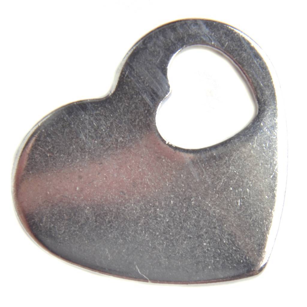 Blanke bedel RVS hart 15x18mm-Kraaltjes van Renate