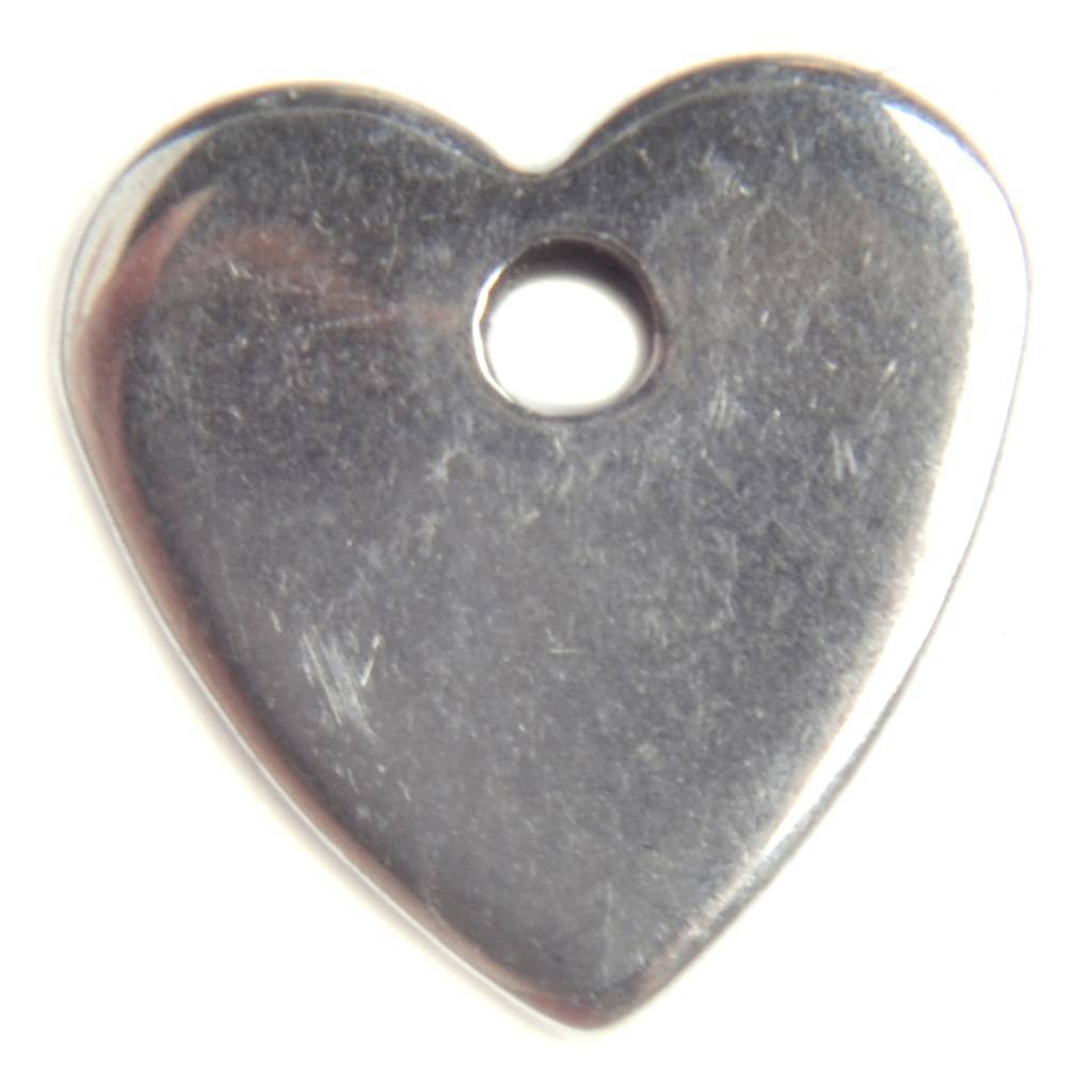 Blanke bedel RVS hart 7x7mm-Kraaltjes van Renate