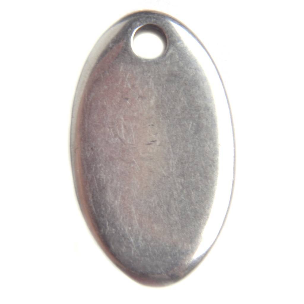 Blanke bedel RVS ovaal 13x7mm-Kraaltjes van Renate