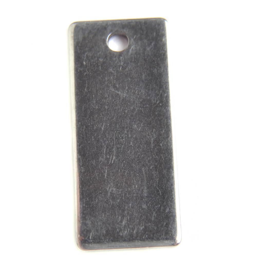 Blanke bedel RVS rechthoek tag 21x9mm-Kraaltjes van Renate