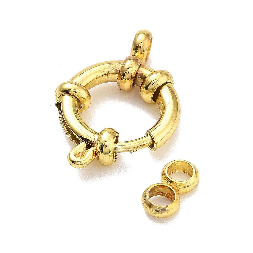 Boei sluiting 18kr plated Goud RVS 13x4mm - per stuk-sluitingen-Kraaltjes van Renate