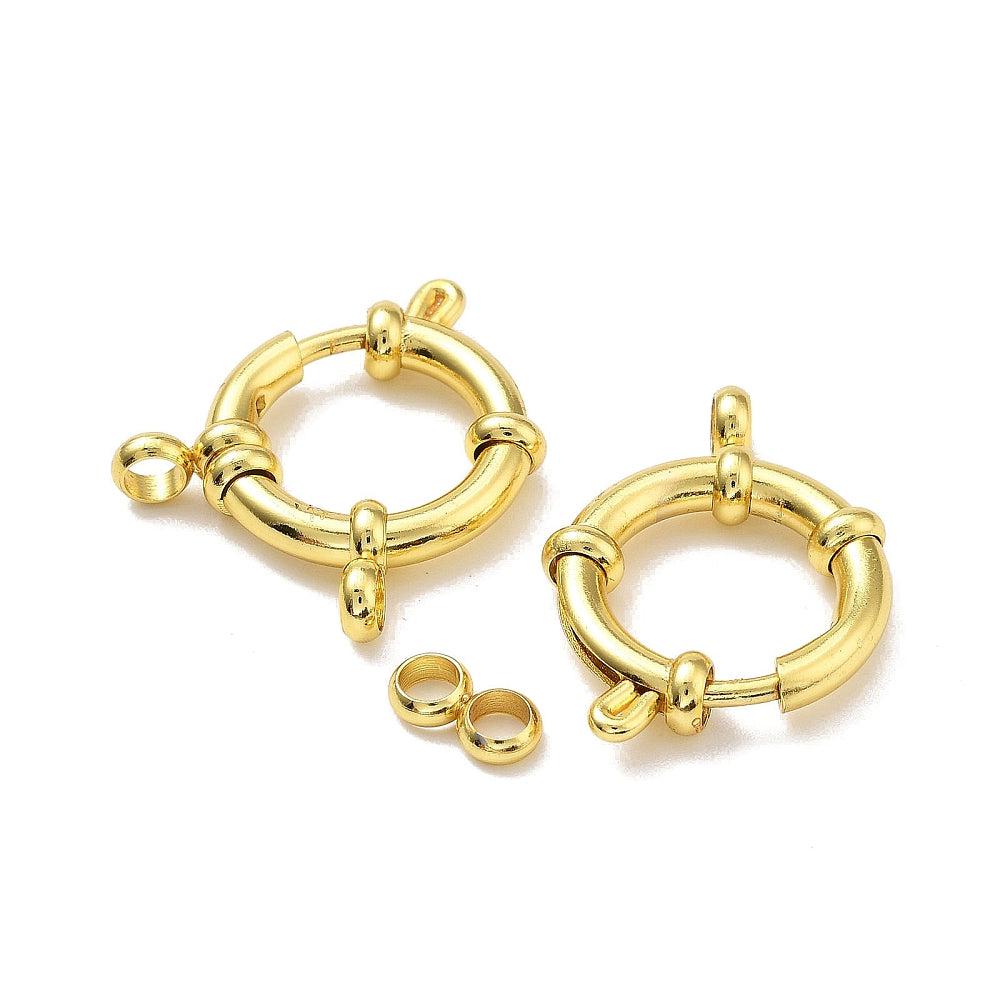 Boei sluiting 18kr plated Goud RVS 18.5x4mm - per stuk-sluitingen-Kraaltjes van Renate