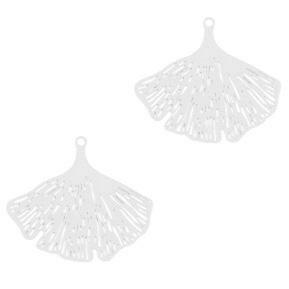 Bohemian gingko blaadje Zilver 22x25mm-Kraaltjes van Renate