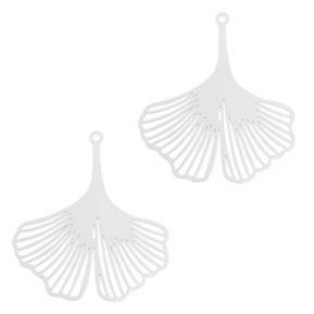 Bohemian gingko blad Zilver 32x28mm-Kraaltjes van Renate