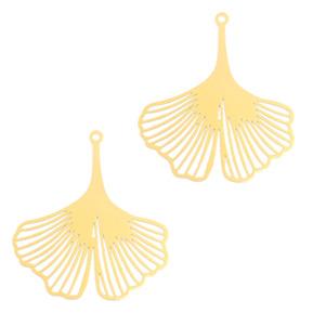 Bohemian ginkgo blad Goud 32x28mm-Kraaltjes van Renate