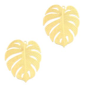 Bohemian tropical leaf Goud 30x25mm-Kraaltjes van Renate
