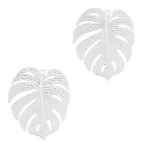Bohemian tropical leaf Zilver 30x25mm-Kraaltjes van Renate