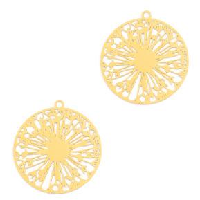 Bohemian wish flower Goud 22x20mm-Kraaltjes van Renate