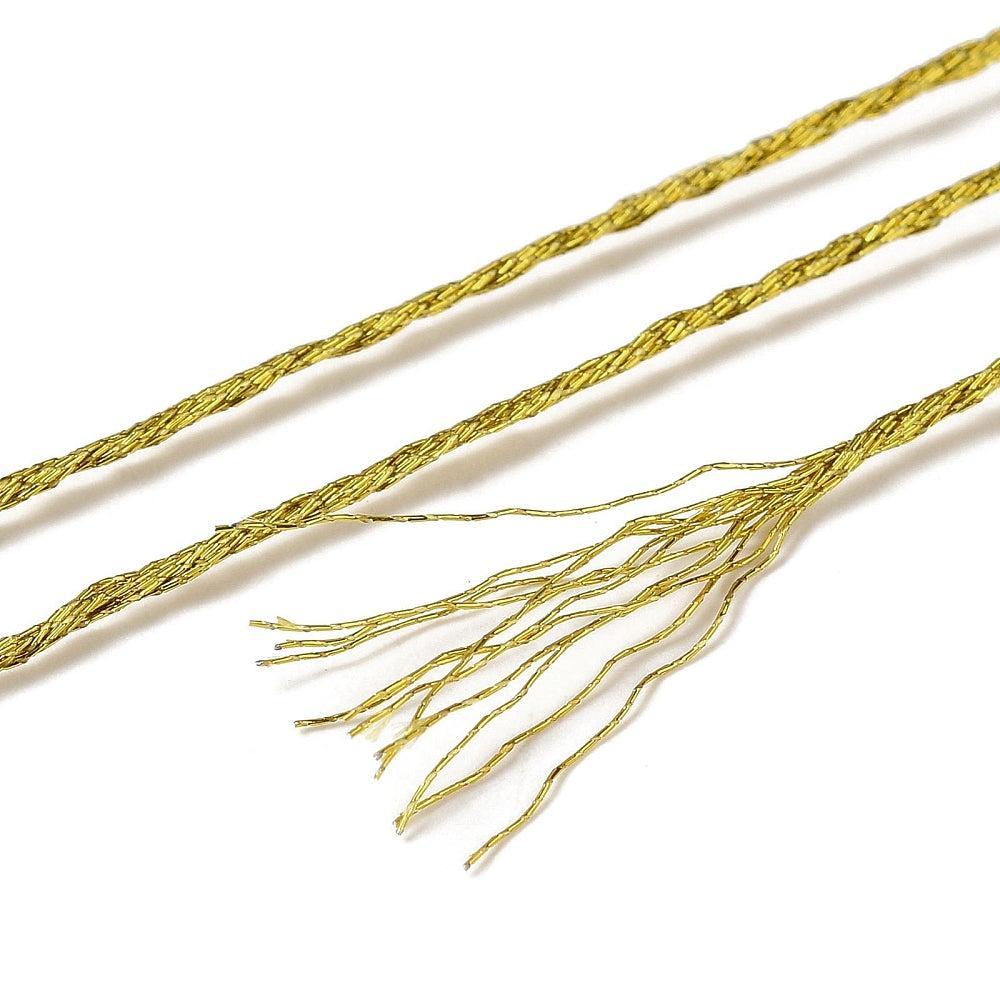 Borduurgaren Metallic Glitter Goudgeel 0.8mm - per klos 8m-Koord-Kraaltjes van Renate