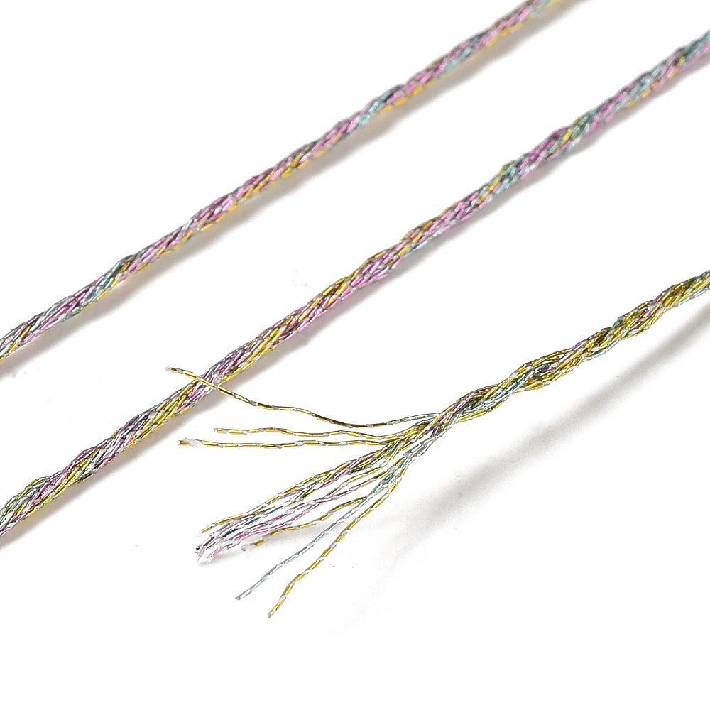 Borduurgaren Metallic Glitter Zilver Multicolor 0.8mm - per klos 8m-Koord-Kraaltjes van Renate