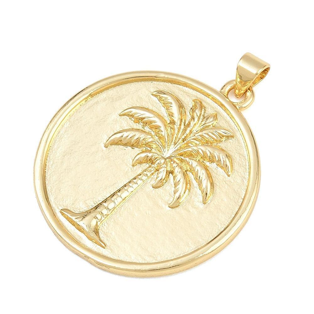 Brass Bedel Plat Rond Goud 33x30mm - per stuk-Bedels-Kraaltjes van Renate