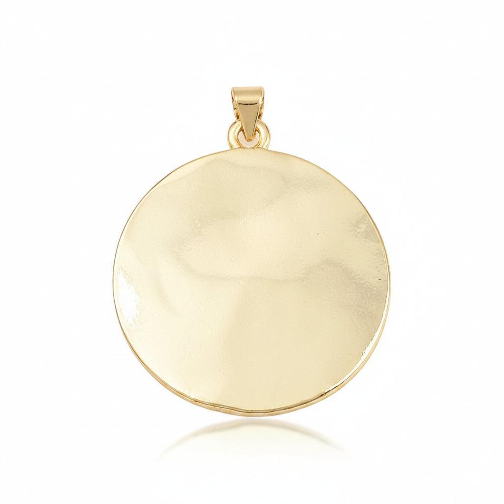 Brass Bedel Plat Rond Goud 33x30mm - per stuk-Bedels-Kraaltjes van Renate