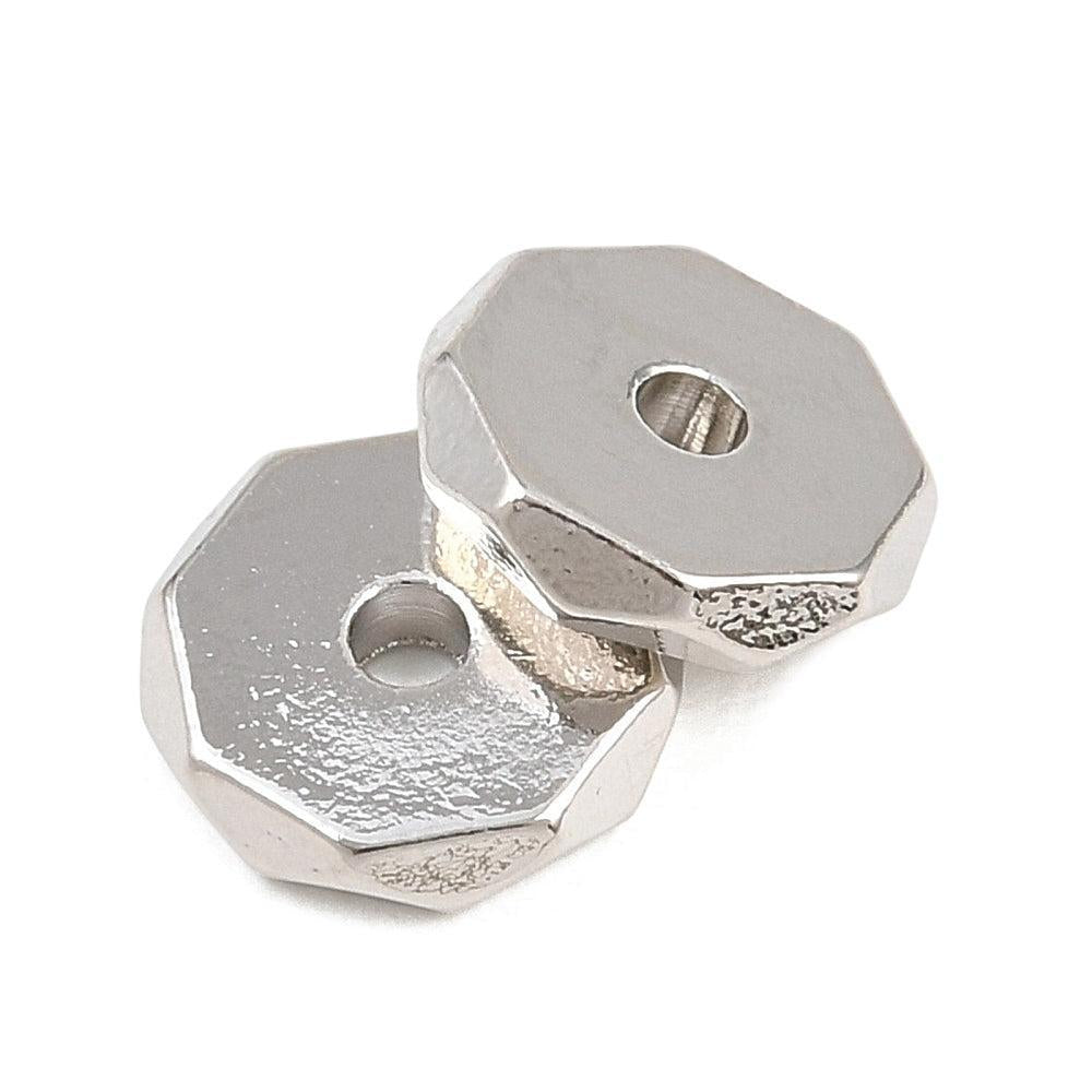 Brass Kraal Achthoek Premium Brass Zilver 8mm - per stuk-Kralen-Kraaltjes van Renate