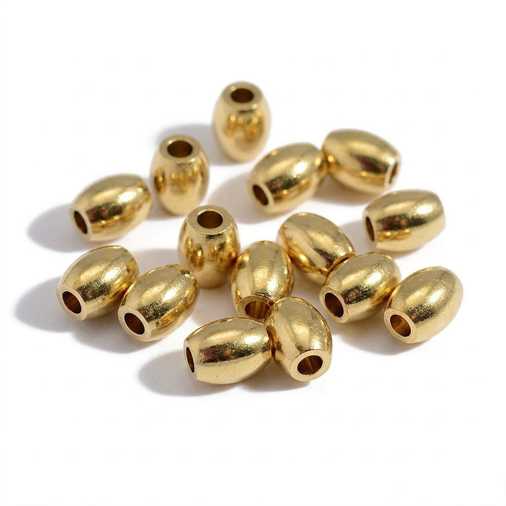Brass Kralen Ovaal Naturel Goud 6mm - per stuk-Onderdelen-Kraaltjes van Renate
