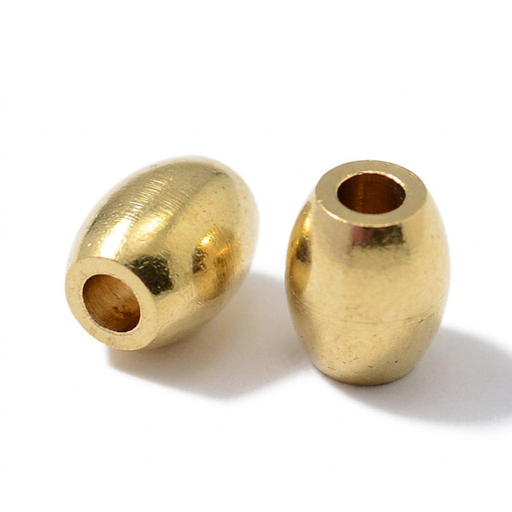 Brass Kralen Ovaal Naturel Goud 6mm - per stuk-Onderdelen-Kraaltjes van Renate