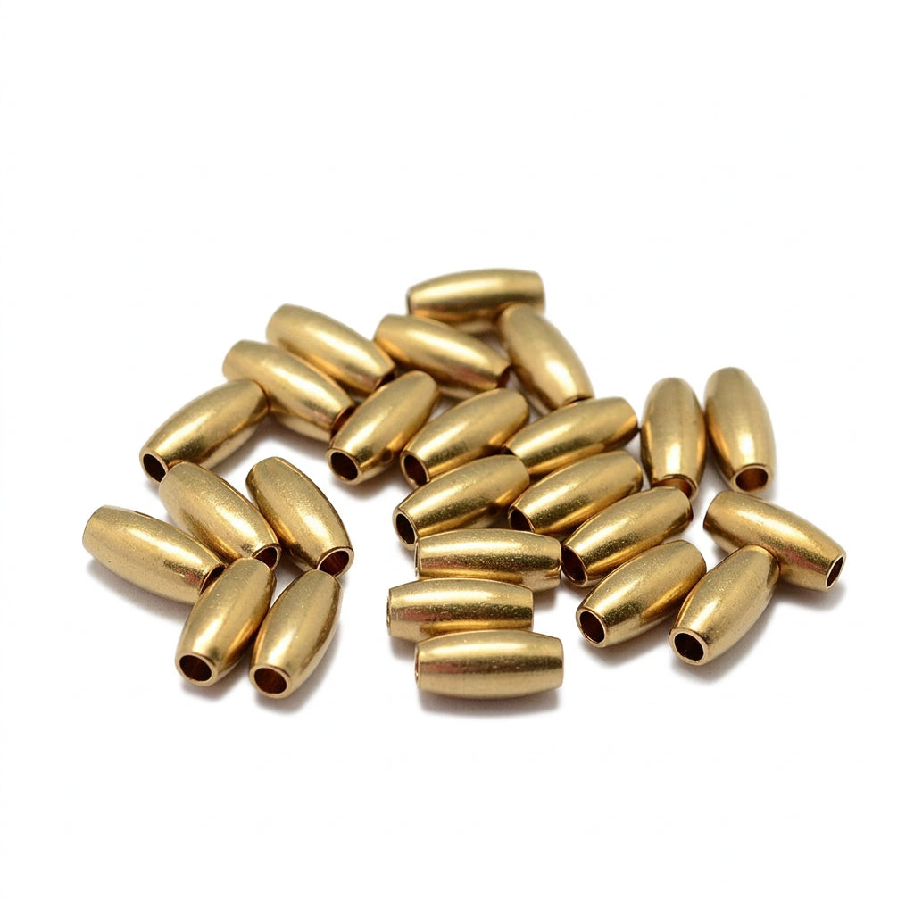 Brass Kralen Ovaal Naturel Goud 7mm - per stuk-Onderdelen-Kraaltjes van Renate