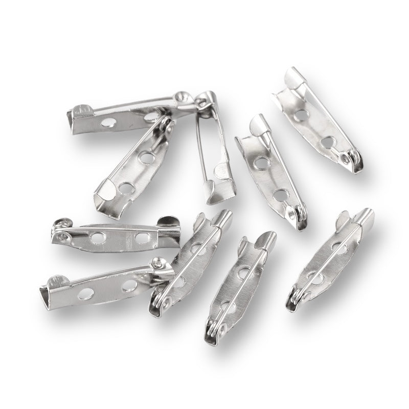 Broche speldje metaal zilver 20x5mm - 10 stuks-onderdelen-Kraaltjes van Renate