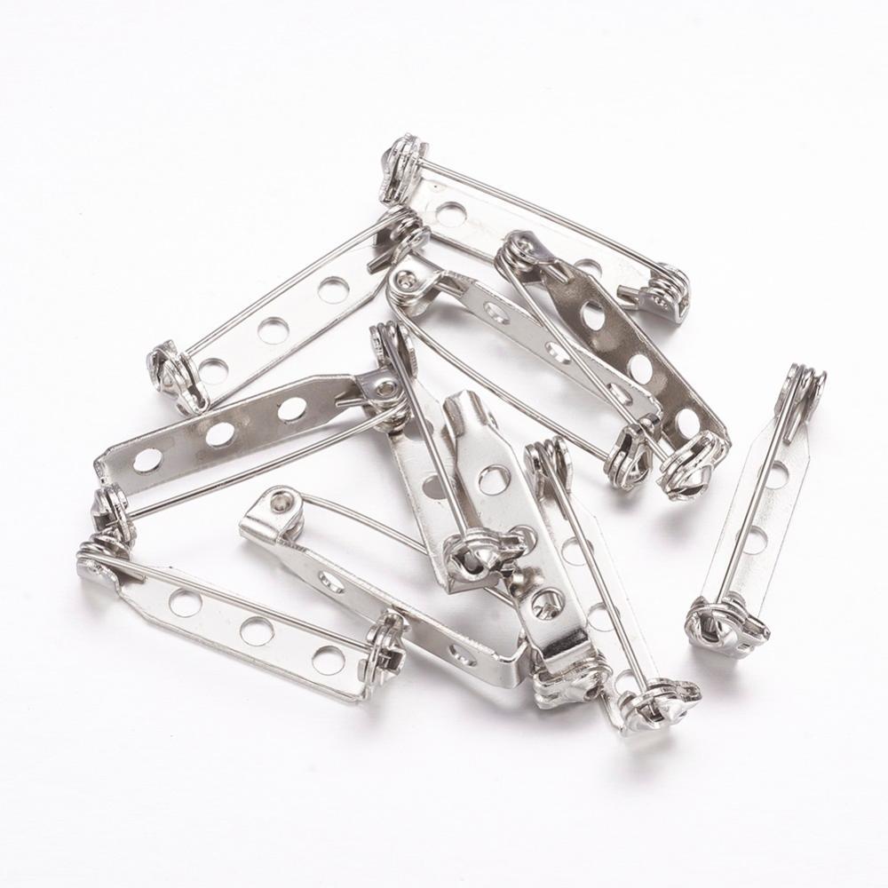 Broche speldje metaal zilver 27x5mm - 10 stuks-Kraaltjes van Renate