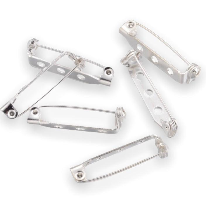 Broche speldje metaal zilver 38x5mm - 8 stuks-onderdelen-Kraaltjes van Renate