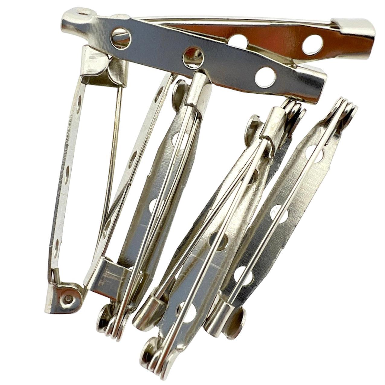 Broche speldje metaal zilver 35x6mm - 8 stuks-onderdelen-Kraaltjes van Renate