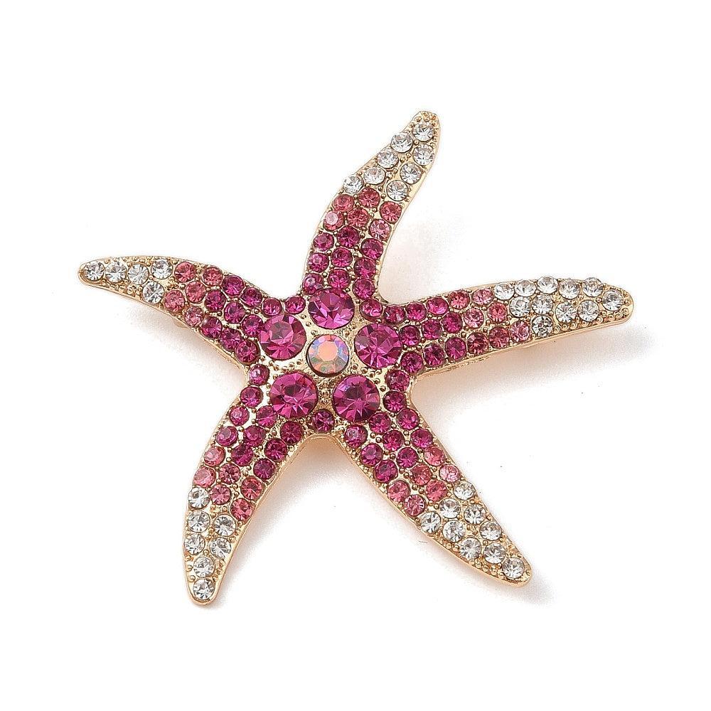 Broche zeester alloy rhinestone 51mm- per stuk-Onderdelen-Kraaltjes van Renate