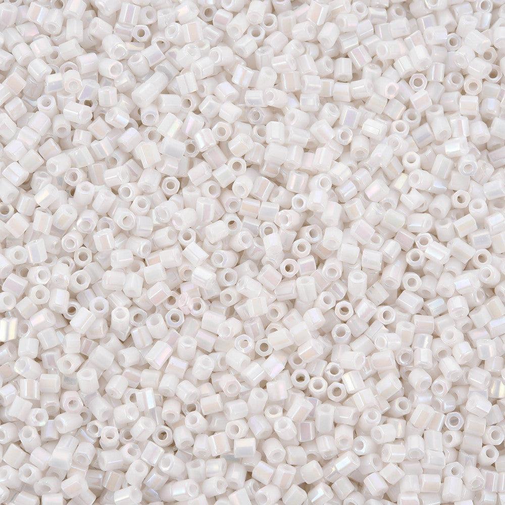 Bugle kralen AB wit glas 2,5mm- per 10 gram-Kralen-Kraaltjes van Renate