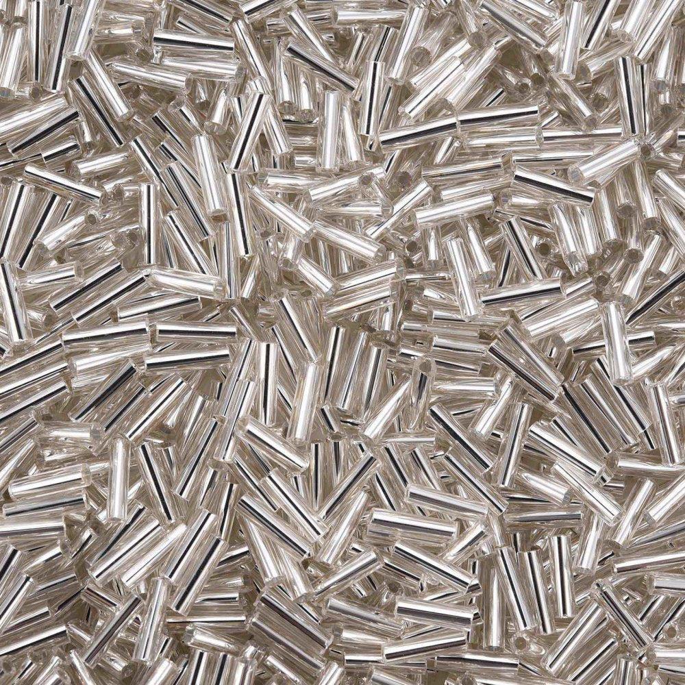 Buisglaaskralen Metallic Bloemenwit 6.0x2.0mm - per 10 gram-Kralen-Kraaltjes van Renate