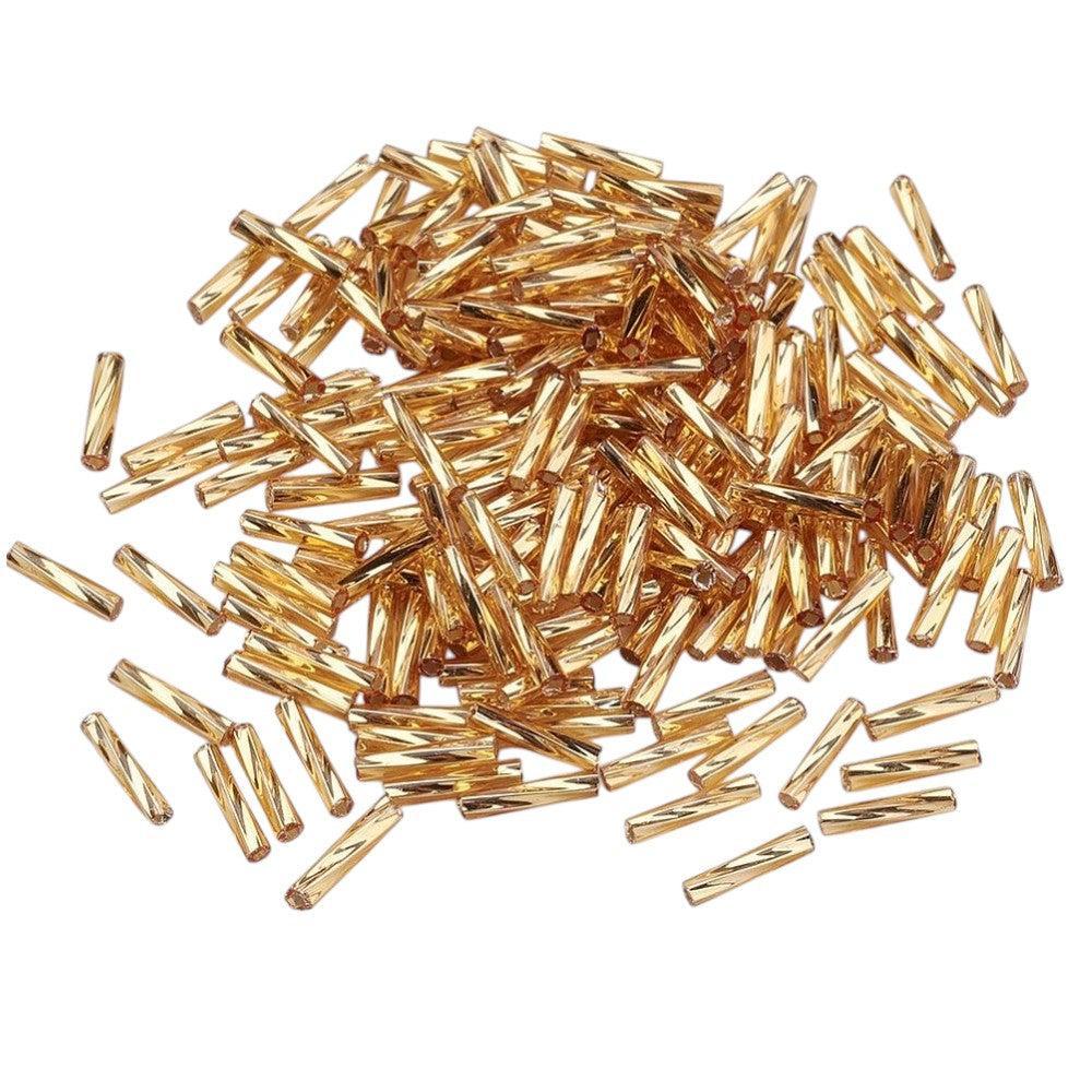 Buisglaskralen Gedraaid Goud 12x2mm - per zakje (10g)-Kralen-Kraaltjes van Renate