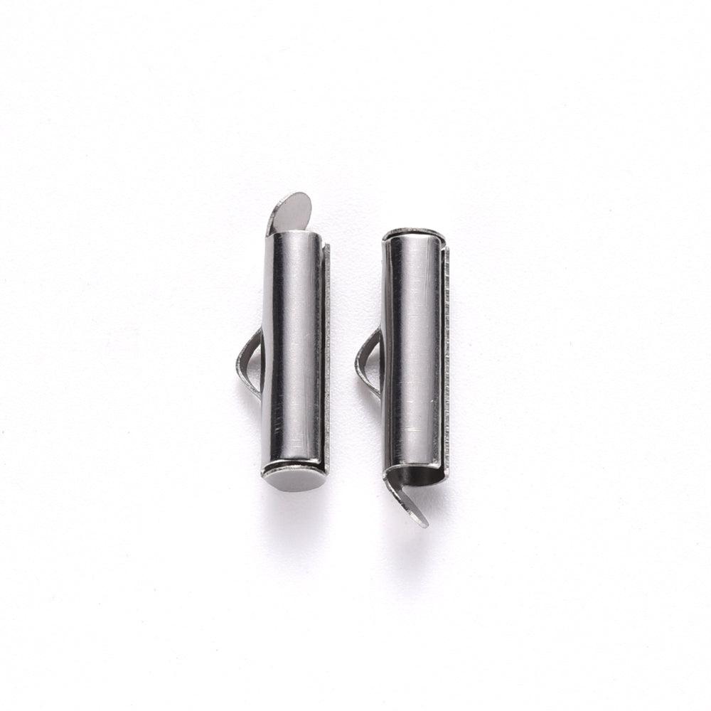 Buisje voor miyuki armbanden RVS zilver 6x16x4mm - per paar-onderdelen-Kraaltjes van Renate