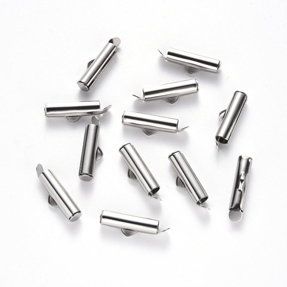 Buisje voor miyuki armbanden RVS zilver 6x16x4mm - per paar-onderdelen-Kraaltjes van Renate