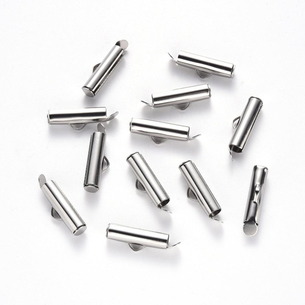 Buisje voor miyuki armbanden RVS zilver 6x16x4mm - per paar-onderdelen-Kraaltjes van Renate