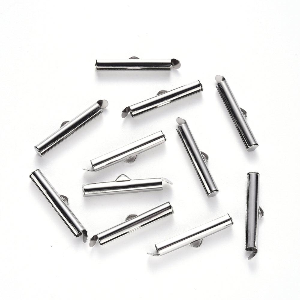 Buisje voor miyuki armbanden RVS zilver 6x20x4mm - per paar-onderdelen-Kraaltjes van Renate