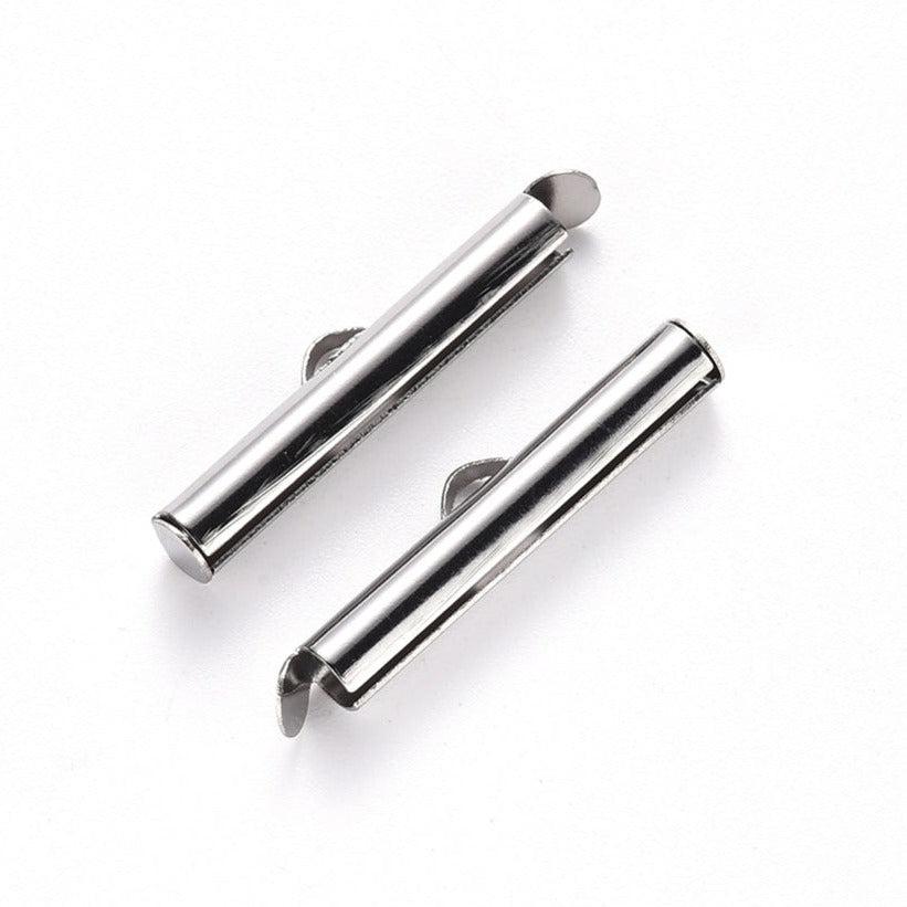 Buisje voor miyuki armbanden RVS zilver 6x25x4mm - per paar-onderdelen-Kraaltjes van Renate