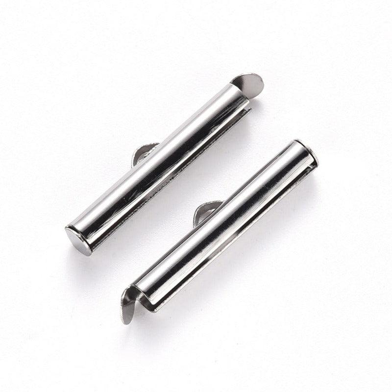 Buisje voor miyuki armbanden RVS zilver 6x30x4mm - per paar-onderdelen-Kraaltjes van Renate