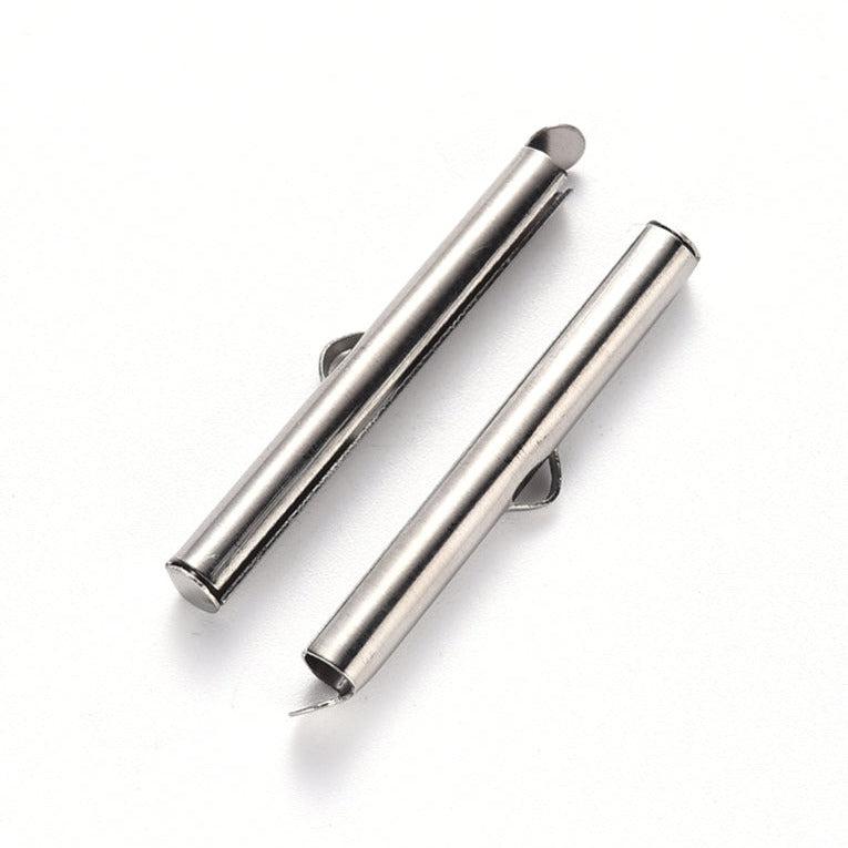 Buisje voor miyuki armbanden RVS zilver 6x35x4mm - per paar-onderdelen-Kraaltjes van Renate