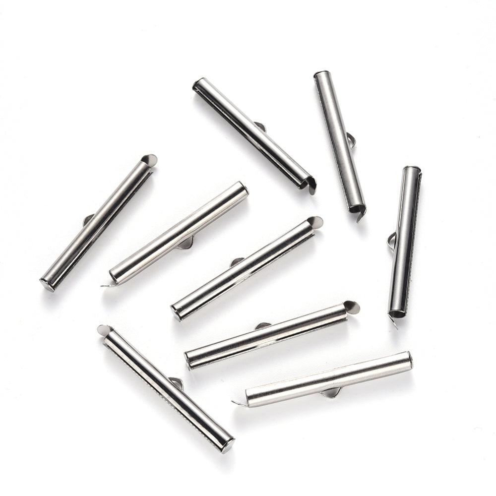 Buisje voor miyuki armbanden RVS zilver 6x40x4mm - per paar-onderdelen-Kraaltjes van Renate