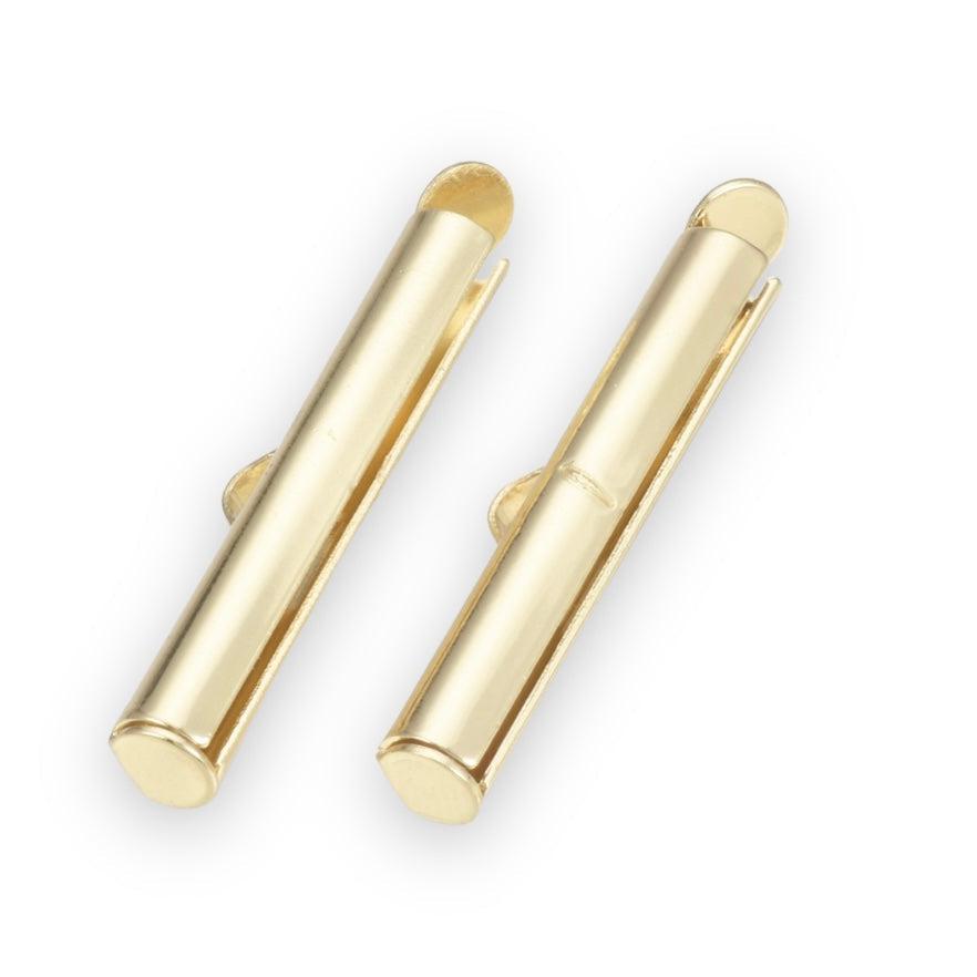 Buisje voor miyuki armbanden goud 6x25x4mm - 2 stuks-onderdelen-Kraaltjes van Renate