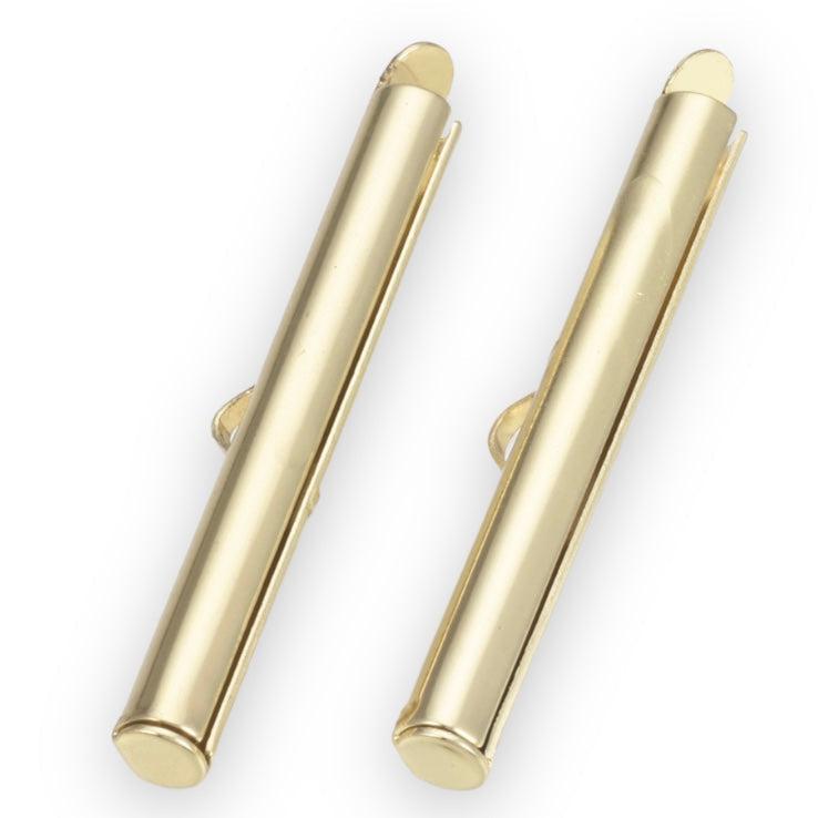 Buisje voor miyuki armbanden goud 6x35x4mm - 2 stuks-onderdelen-Kraaltjes van Renate