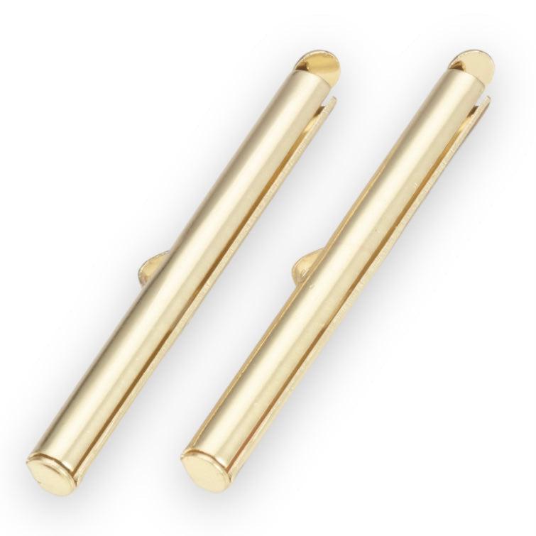 Buisje voor miyuki armbanden goud 6x40x4mm - 2 stuks-onderdelen-Kraaltjes van Renate