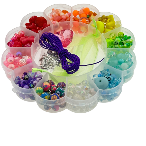 Cadeaubox Bloem regenboog mix met kralen/bedels/koord-DIY-Kraaltjes van Renate