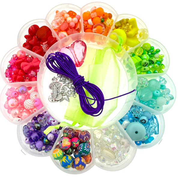 Cadeaubox Bloem regenboog mix met kralen/bedels/koord-DIY-Kraaltjes van Renate